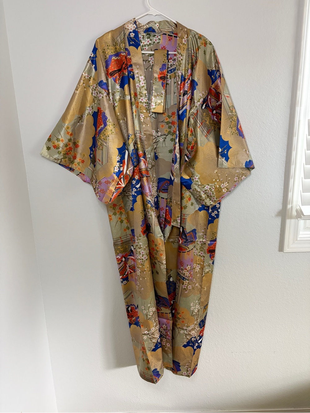 ICHIBAN Women’s Kimono Robe Gold One Size Satin Polyester Made in Japan
